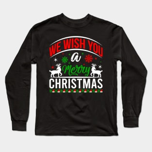 We Wish You a Merry Christmas Cute Xmas Pajama Family Group. Long Sleeve T-Shirt